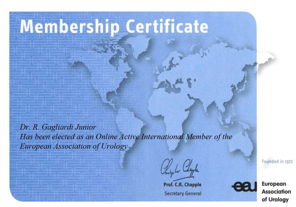 Certificado da European Association of Urology